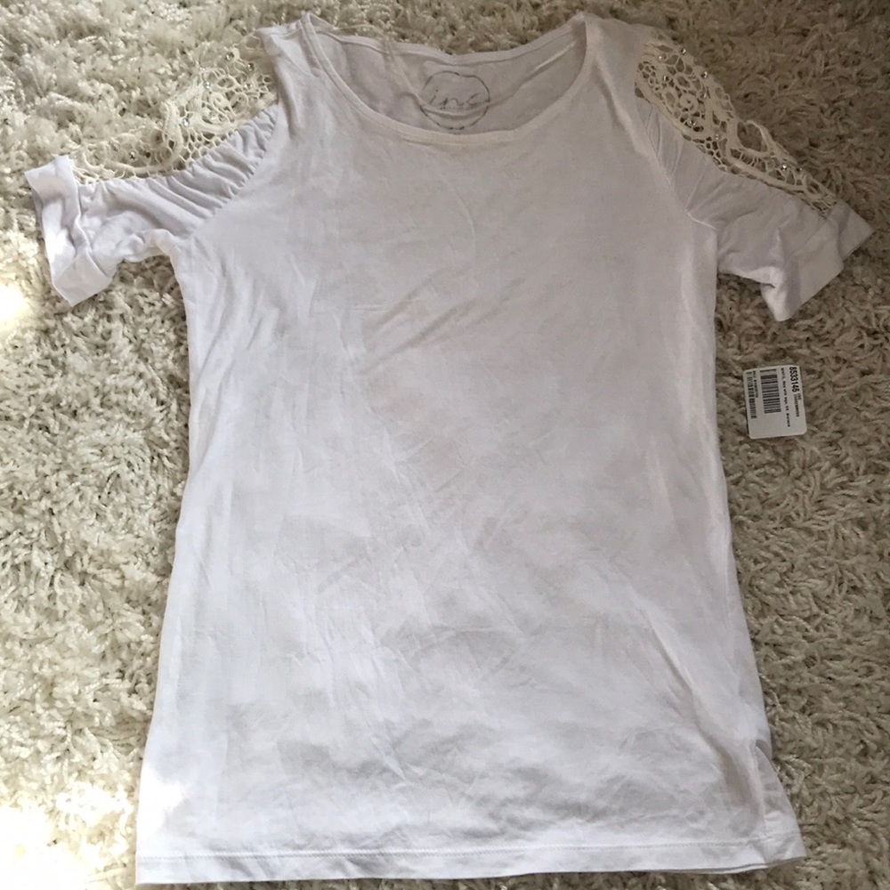 NWT - White Top with Crochet Sleeves